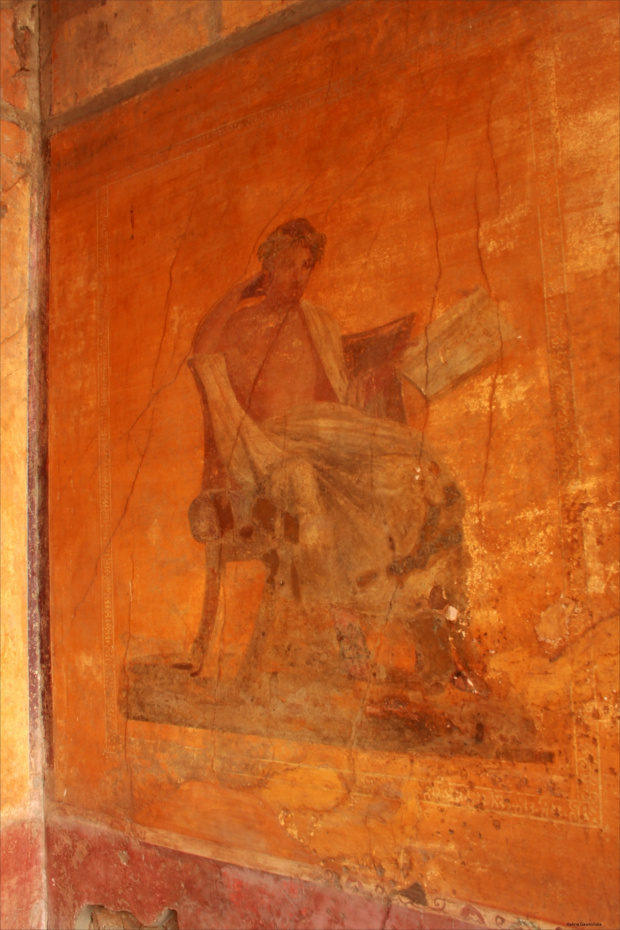 Włochy, Pompeje, Dom Menandra Fresk przedstawiający Menandra (poeta grecki) z książką w ręku, od którego pochodzi nazwa budynku.